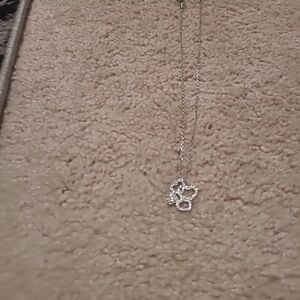 Swarovski Silver Tone Crystal 4 Heart Pendant Necklace 15" Chain + Extension